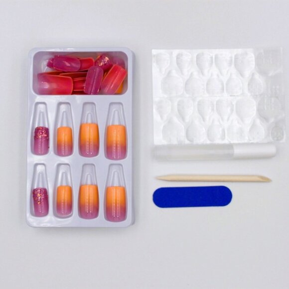 Sunset purple mauve orange press on nails - Picture 4 of 4